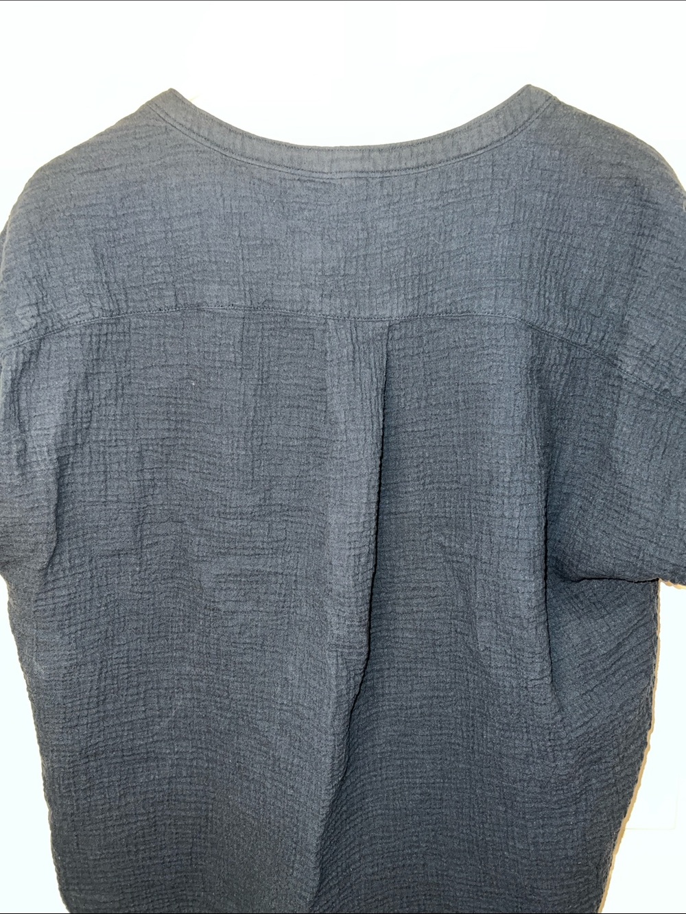 Faherty Navy Short-Sleeve Button Henley Blouse - Picture 7 of 9